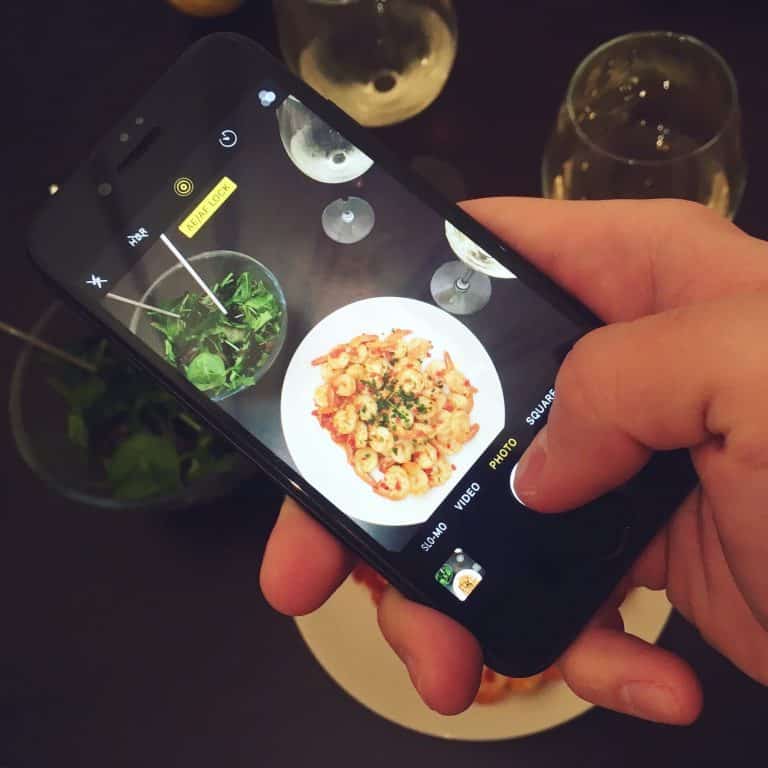 Using phone to photograph food